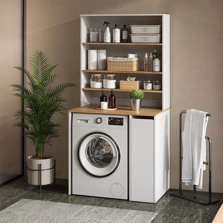 Waschmaschinenschrank Viktor Weiß/Artisan 93.6 x 88.2 cm 2 Teile mit Schrank und Regal Vicco – Bild 3