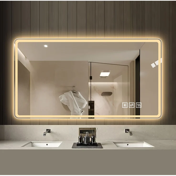 LED-Badezimmerspiegel 60x100 cm, rahmenlos, dimmbar, mit Anti-Beschlag-Funktion – Bild 5