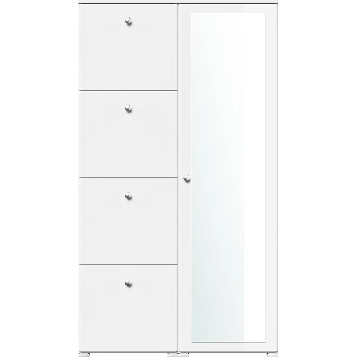 Schuhschrank Spiegel Comfort 4 Klappen 32 Paar 105x187 cm Weiss-Weiss Hgl : Weissmatt / Weiss hochglanz – Bild 7