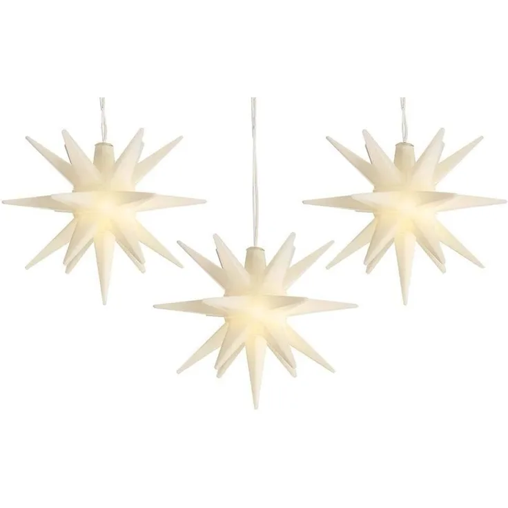 Weihnachtssterne Beleuchtet 3 Stück LED Stern Außen Innen zum Hängen Timer 12cm