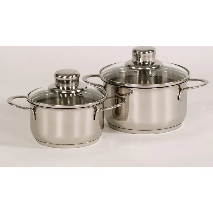 Krüger Topf-Set Saturn, Edelstahl (Set, 2-tlg, 1x Fleischtopf Ø 12 cm, 1x Fleischtopf Ø 14 cm, je mit Deckel), für Induktions-Kochfelder geeignet