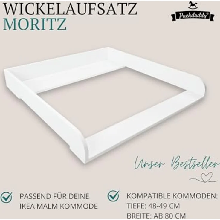 Puckdaddy 'Moritz' Wickelaufsatz weiß, für IKEA Malm – Bild 3