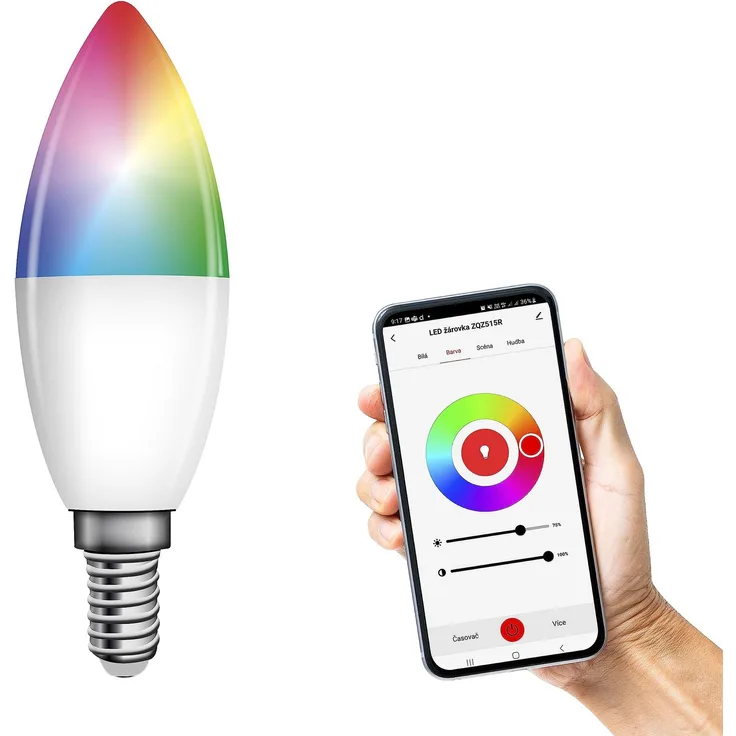 EMOS GoSmart - Smart Home RGB LED-Lampe Kerze mit App - E14 - dimmbar, mehrfarbig & Weißtöne - 470lm - sparsam, 4,8W (statt 40W Glühbirne) - 20 000 Stunden - WiFi - Google Home und Alexa kompatibel