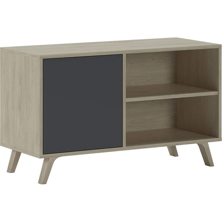 Skraut Home – TV-Schrank für Wohnzimmer – 57 x 95 x 40 cm – geeignet für 32/40 Zoll Fernseher – Modell Wind 100 – Puccini – graue Flügeltür – Bild 1