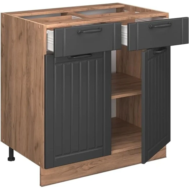 Küchenunterschrank Fame-Line Dunkelgrau 80 cm , AP Eiche Vicco – Bild 5