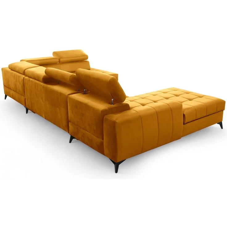 Wohnlandschaft Schlafsofa AGNESA Stoff Salvador Honiggelb Ottomane Links – Bild 3