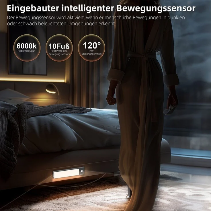 ANYSUN LED Lichtleiste ohne Kabel, RGB Schrankbeleuchtung mit Bewegungsmelder und Lichtsensor, 40 cm, 1500 mAh Akku, LED fest integriert, Farbwechsler, Kaltweiß, Aufladbar Unterbauleuchte Stimmungslicht für Wohnzimmer Schlafzimmer – Bild 3