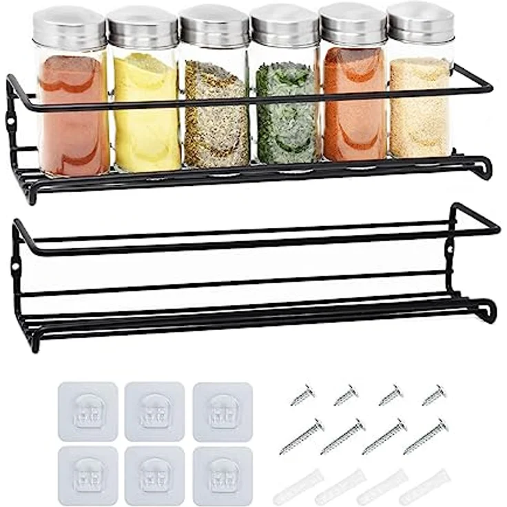 JOEJI’S KITCHEN GEWÜRZREGAL Rostfreier Stahl Schwarz 29,2 cm (H 6,3 x T 29,2 x B 5 cm) – Bild 2