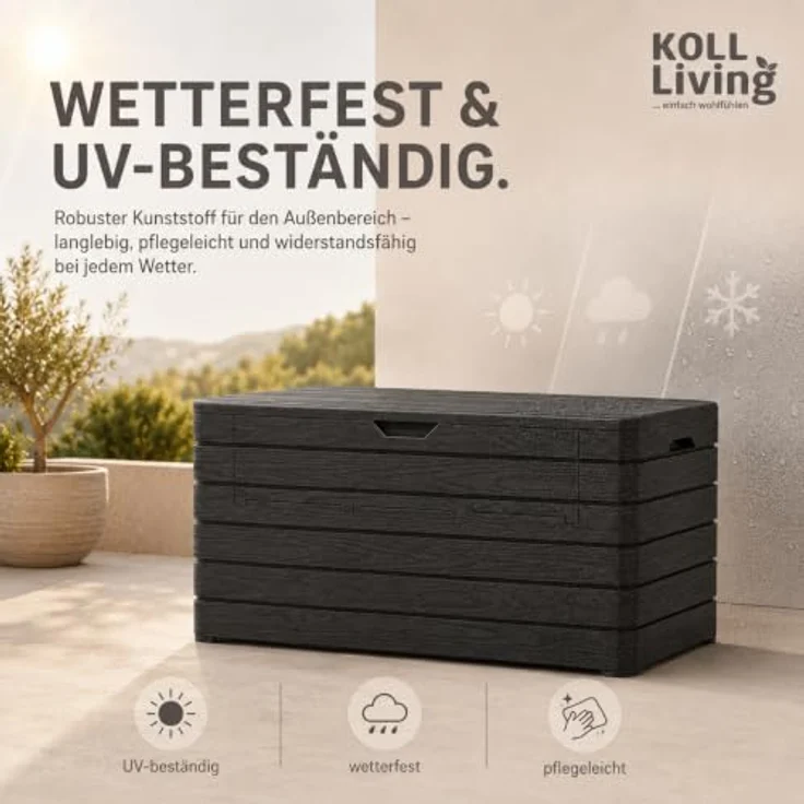 Koll Living Gartenbox Nora, 970 Liter, Kunststoff, anthrazit, abschließbar, mit aufklappbarer Front und Gasdruckfedern – Bild 4