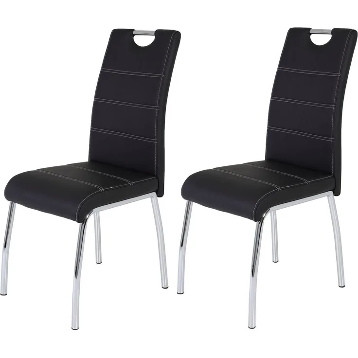 2er Set Vierfußstuhl Susi - Kunstleder Schwarz