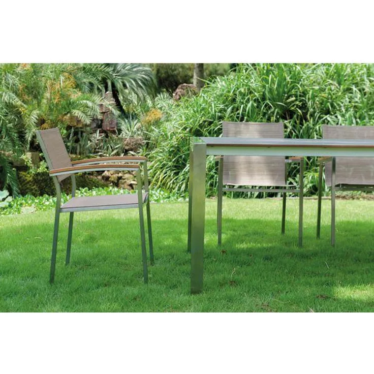 acamp 6x57164 Skye Stapelsessel 1x56360 Skye Tisch 150x90 cm