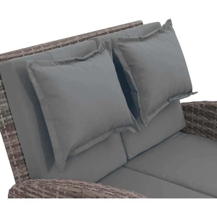 Greemotion 'Bahia Tobago' Rattan-Lounge mit Bettfunktion inkl. Hocker, Grau, 117 x 93 x 74 – Bild 5