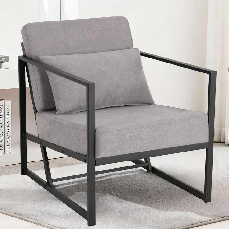 Sessel Polstersessel Cocktailsessel Leinen 1 Sitz Hellgrau – Bild 1
