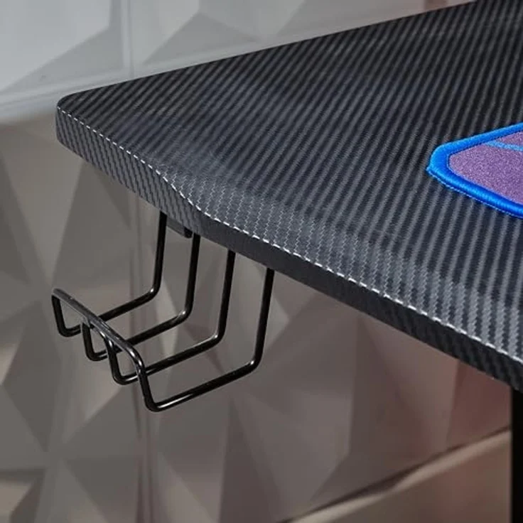 X Rocker Ocelot Carbon Gaming-Schreibtisch mit Mousepad & Kabelmanagement - blau/rot – Bild 7