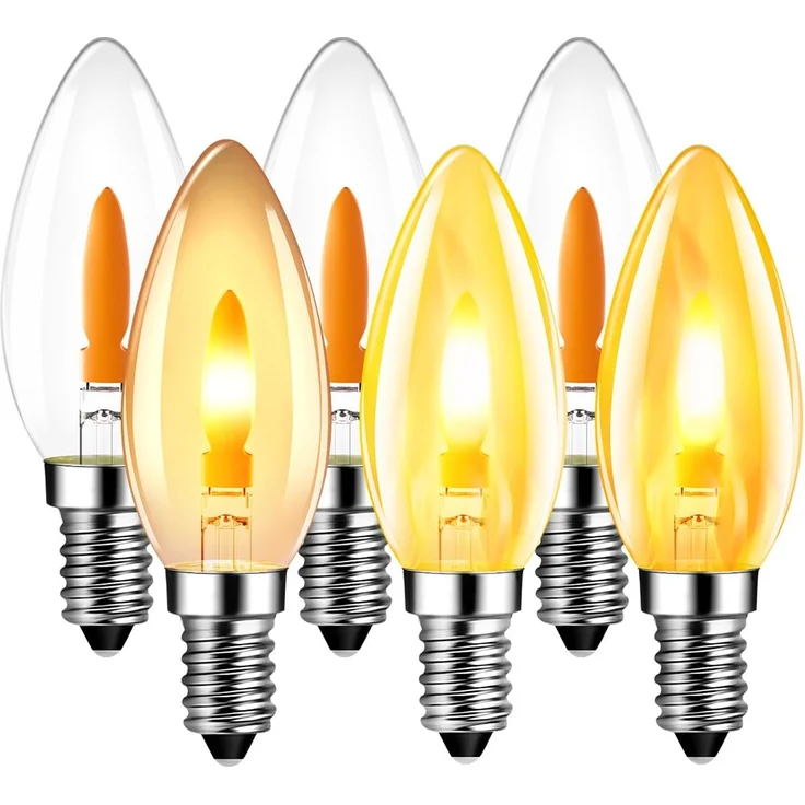 LVWIT LED Kerzen Glühbirne Flackernde Flamme E14 Warmweiss 1W, Flammeneffekt Stimmungslicht Flackerlampe 1800K für Zuhause Garten Bar Halloween Weihnachten, Ersetzt 3W Glühlampen, 6er Pack – Bild 1