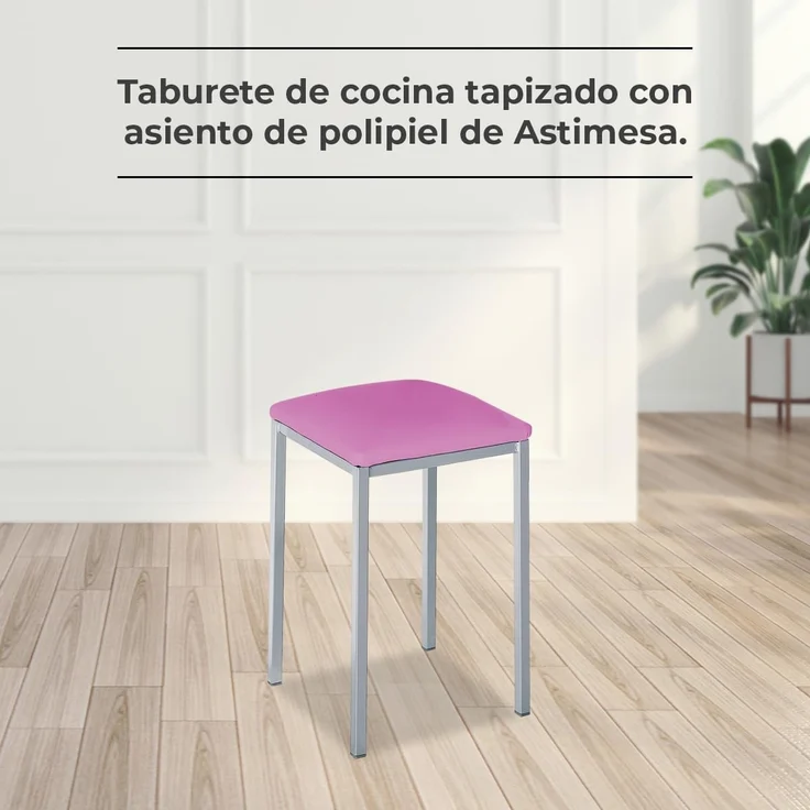 ASTIMESA Zwei Küchenhocker, quadratisch, Kunstleder, Rosa, Sitzhöhe 45 cm. – Bild 2