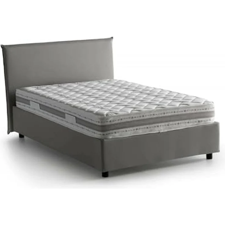 Talamo Italia - Chicca-Doppelbett, Bettkasten mit Stoffbezug, 100 % Made in Italy, Öffnung vorne, inklusive Matratze 120x200 cm, Grau – Bild 3
