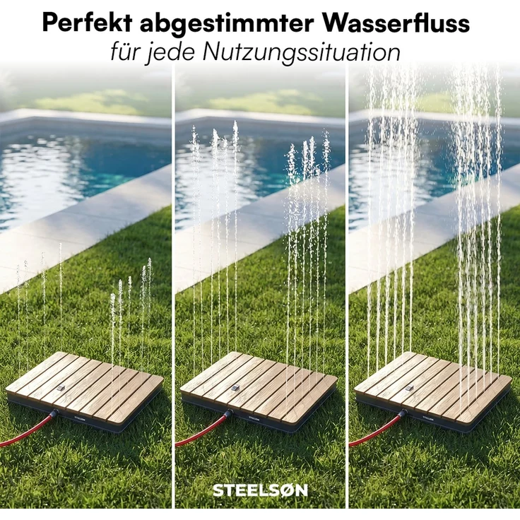 STEELSØN 'Samaya' Bodendusche rechteckig, Gartendusche braun/grau, Campingdusche wetterfest, Saunadusche, Fontänenhöhe bis zu 4m, inkl. Fußrad – Bild 4
