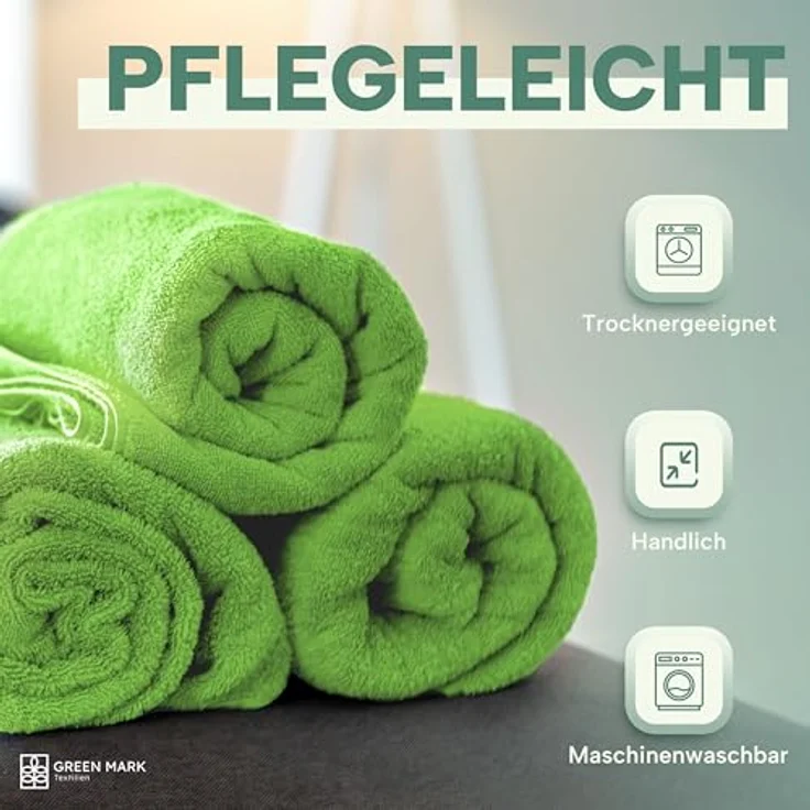 NatureMark 8er Spar-Pack Frottier Handtücher, Handtuch-Set, 50x100 cm, Apfel grün, 100% Baumwolle – Bild 8