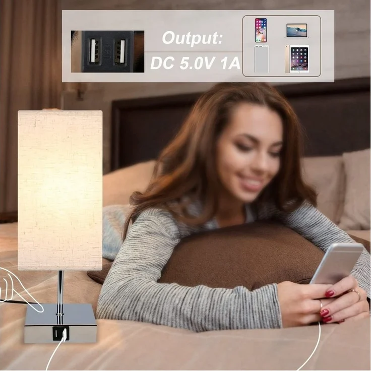 Nettlife Nachttischlampe Nachttischlampe touch dimmbar mit Ladefunktion USB, mit Ladefunktion USB, LED wechselbar, für Schlafzimmer kinderzimmer Bedside – Bild 3