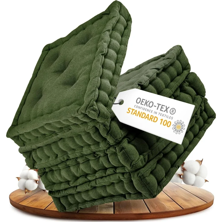 Gräfenstayn Sitzkissen 4er Set 40x40 cm mit 8 cm Polsterung aus 100 % Baumwolle -, robustes Sitzkissen für Indoor & Outdoor, bequemes Bodenkissen – Bild 1