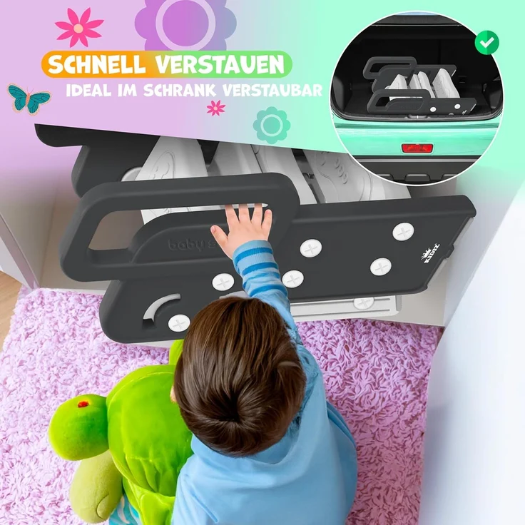 KIDIZ® Tritthocker für Kinder Trittleiter Klappbar mit 3 Stufen | Faltbarer Lern-Turm ab 18 Monaten bis 6 Jahren | Robust | Sicherer & Stabiler Trittschemel | Höhenverstellbar Rutschfest Anthrazit / Grau – Bild 6