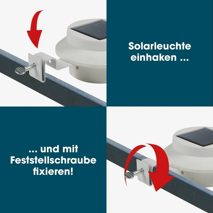 EASYmaxx Solar-Leuchte für Dachrinne 3er-Set | mit Tageslichtsensor, kabellos [weiß] – Bild 6