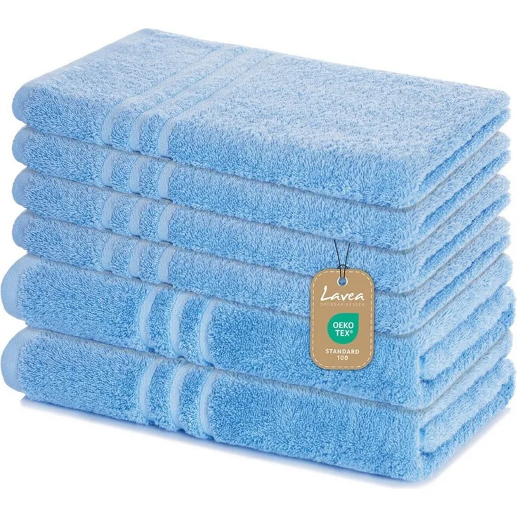 Lavea Handtuch Set Elena, Duschtücher, Handtücher, Gästetücher, Waschhandschuhe, 100% Baumwolle (Set, 6-St), Frottierserie, weich & saugstark, pflegeleicht, 500 g/m² Frottier