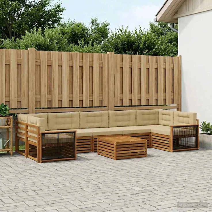 vidaXL Outdoor-Sofagarnitur 8 stk. 7-Sitzer Natur und Beige 3383146 – Bild 1