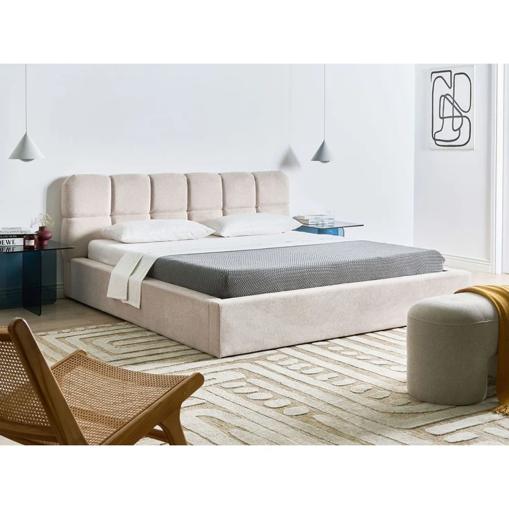 Bett mit Stauraum Stoff BASTON 180x200 cm Hellbeige – Bild 3