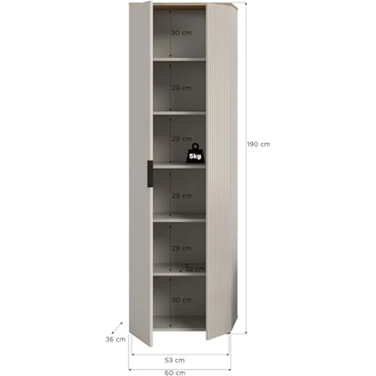Garderobenschrank >Slide< in kaschmir - 60x195x36cm (BxHxT) – Bild 3