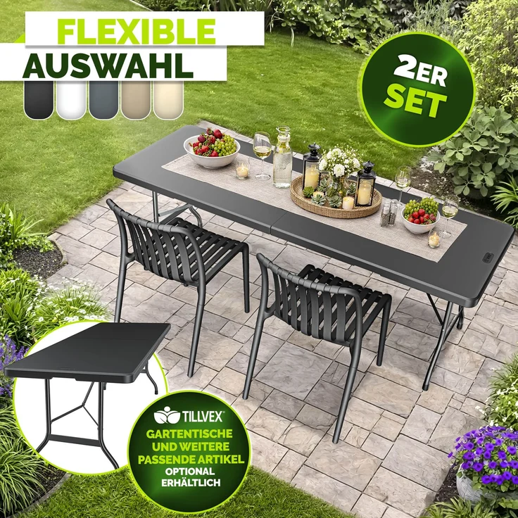 tillvex® Gartenstühle 2er Set Stapelbar Wetterfest | Outdoor Stühle bis 120kg belastbar | Gartenstühle Outdoor | Terrassenstuhl Gartenmöbel Balkon Garten Terrasse – Bild 8