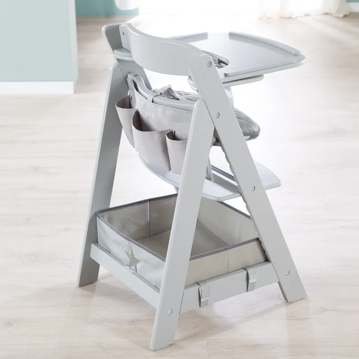 roba Organiser Set für Hochstühle mit Stern Motiv - Passend für alle Sit Up & Born Up Babyhochstühle - Box & Tasche zum Einhängen - Befestigung mit Klettverschluss - Grau – Bild 6