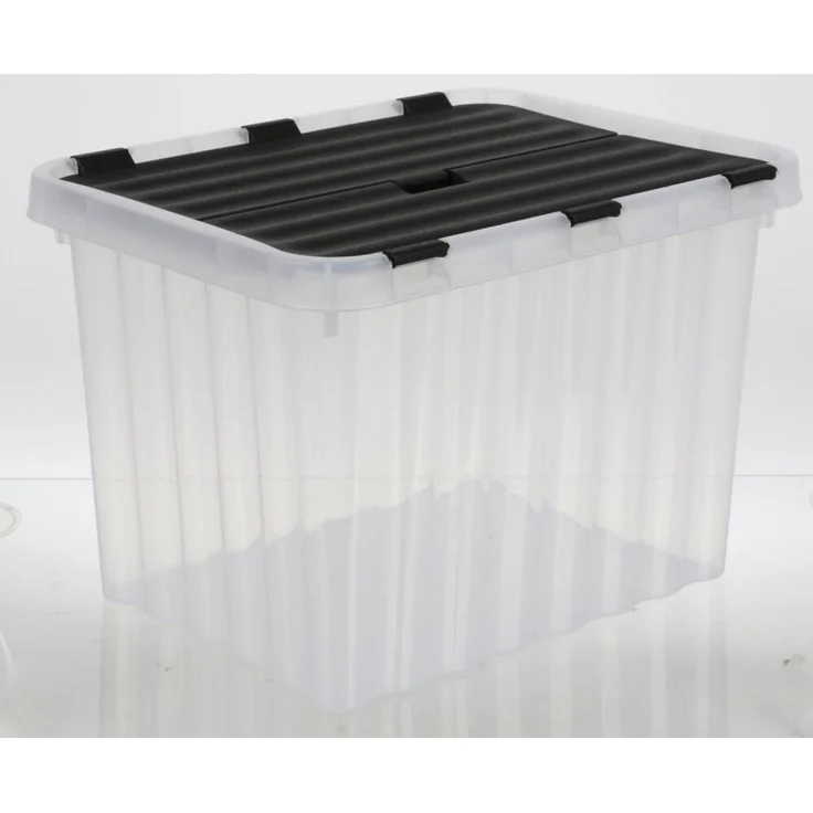 Wellenbox mit Klappdeckel 10L ca. 30×23×20 cm transparent – stabile Kunststoff Aufbewahrungsbox für Haushalt Büro Werkstatt Spielzeug Kleinteile und Ordnungssysteme – Bild 3