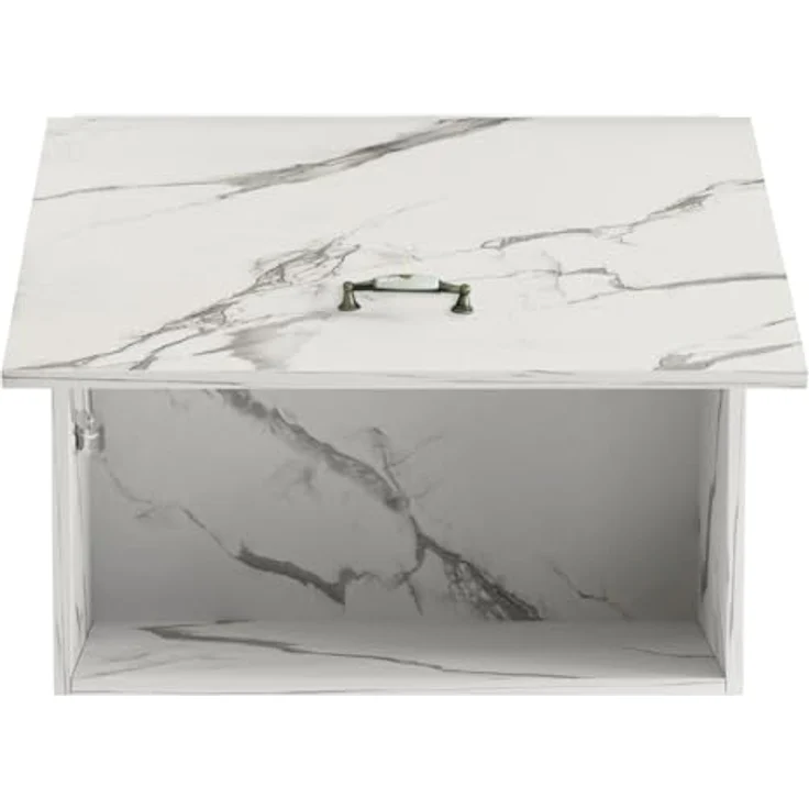 Shally Dogan Hängeschrank für die Küche, Deckenschrank, Holzschrank, Mehrzweckschrank zur Wandmontage, geräumig, Maße 60 x 32 x 49 H cm (Marmor) – Bild 6