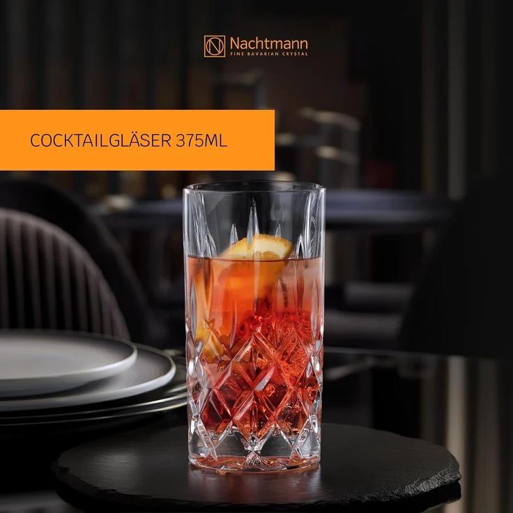 Spiegelau & Nachtmann 4-teiliges Longdrink-Set, Kristallglas, 375 ml, Noblesse, 0089208-0 – Bild 2