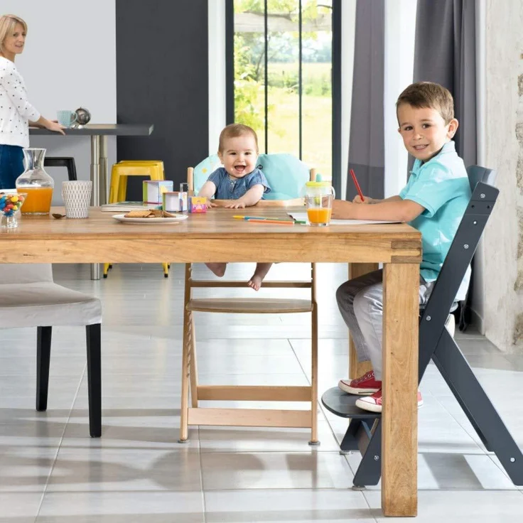 Safety 1st 'Timba' Treppenhochstuhl, weiß, 4-fach höhenverstellbar, mit Sicherheitsbügel, Gurt und Essbrett, Buche massiv – Bild 6