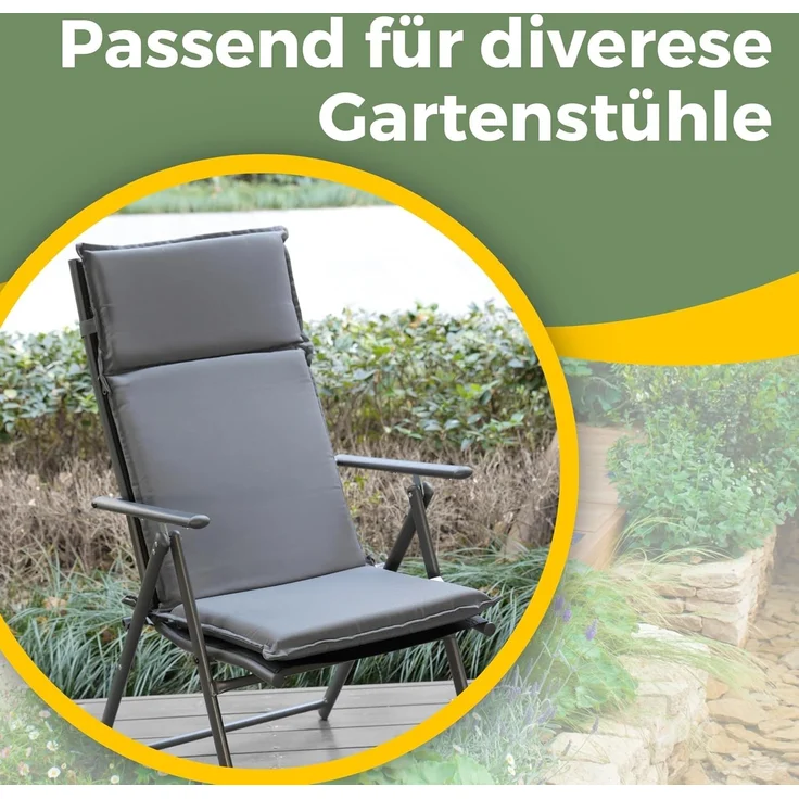 Albatros International Stuhlkissen Albatros Sitzauflage Gartenstuhlauflagen Sitzpolster, Sitzpolster Sitzkissen Outdoor Anthrazit Hochlehner Auflage UV – Bild 6