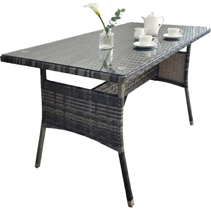 Gartentisch Rattanoptik mit Glasplatte 10053336_111 – Bild 1
