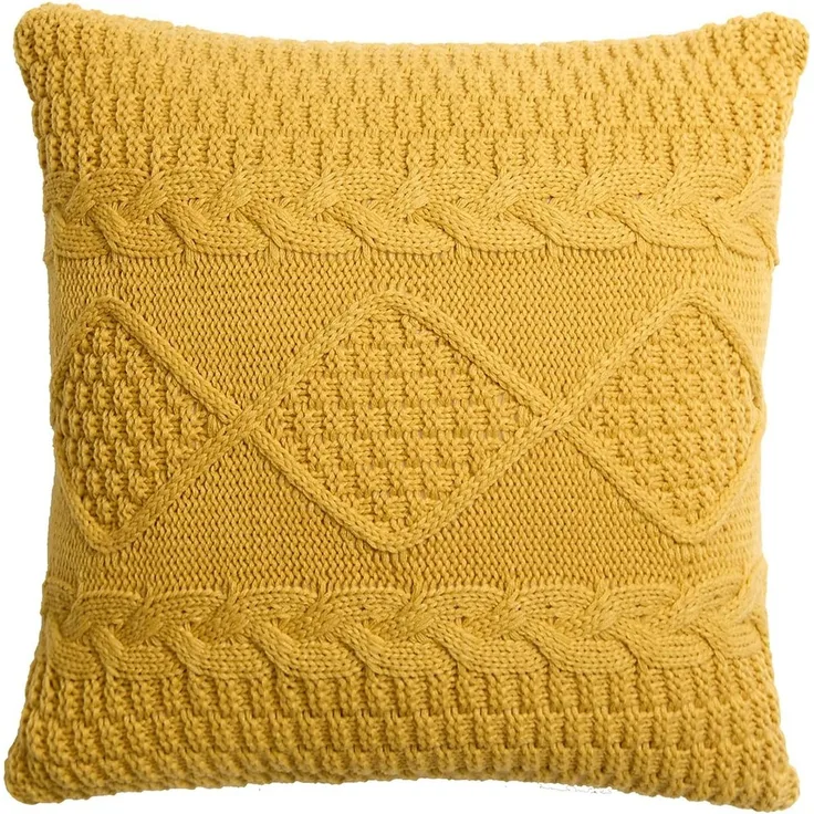 ABC Gestrickter Kissenbezug im Retro-Stil, cremeweiß