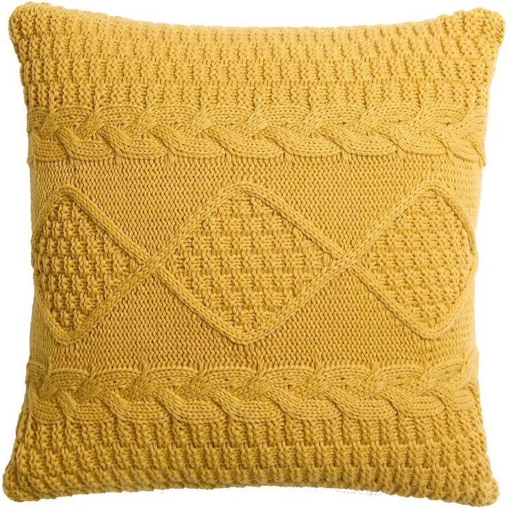 ABC Gestrickter Kissenbezug im Retro-Stil, cremeweiß – Bild 1