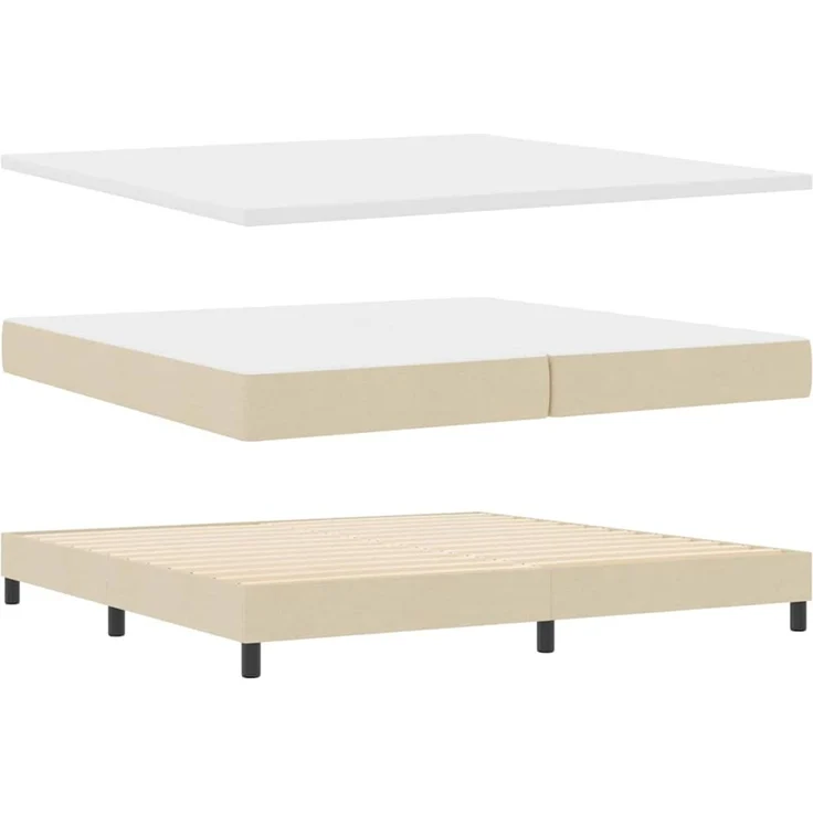 vidaXL Boxspringbett mit Kopfteil Creme 200 x 200 cm Stoff 3340113 – Bild 4