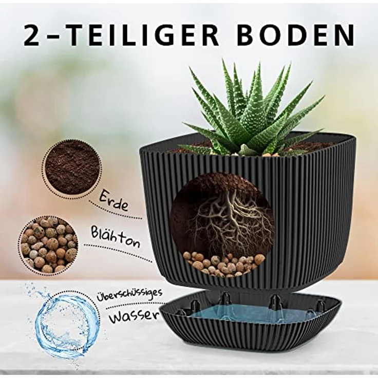 Konzept 11 Blumentopf 2in1 Blumentopf mit Untersetzer Übertopf Kunststoff – Bild 6