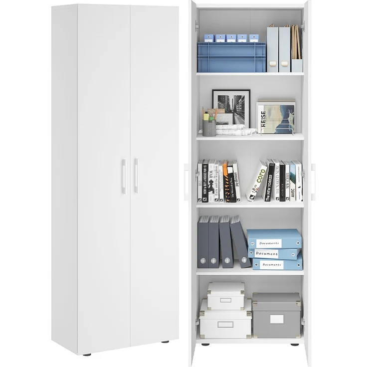 Bellamio 'Apol' Mehrzweckschrank, weiß, 176x33x60 cm, Aktenschrank mit 5 höhenverstellbaren Ablagefächern – Bild 1