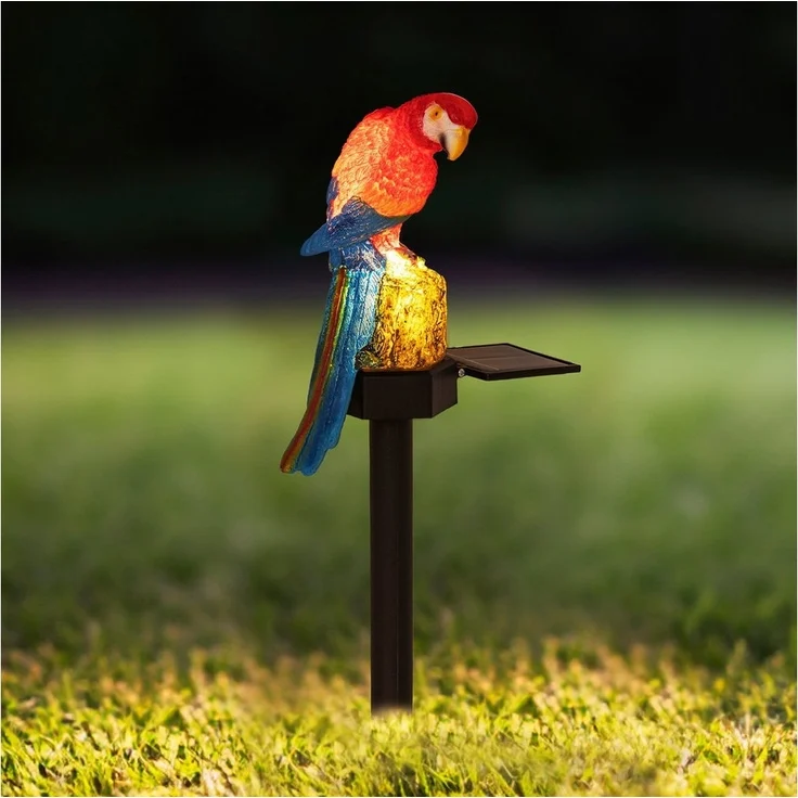 Haushalt International LED Solarleuchte Solar-Gartenstecker Papagei Solarlampe, LED, warmweiß, Solarbeleuchtung – Bild 2