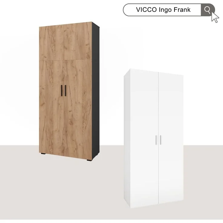 Aufsatzmodul Ingo Anthrazit/Goldkraft Eiche 80 x 40 cm mit 2 Türen Vicco – Bild 7