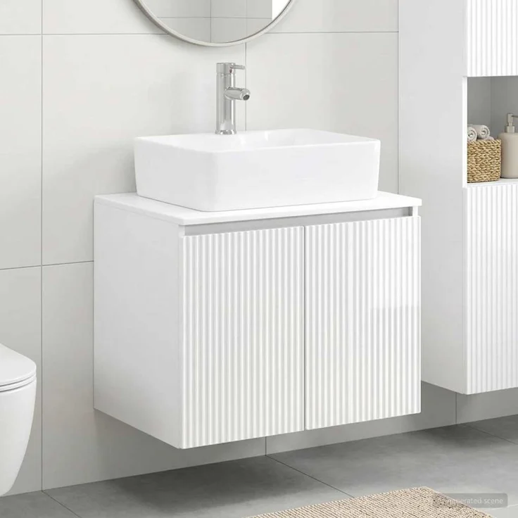 vidaXL Waschbeckenschrank Hochglanz Weiß 62,5 x 44,5 x 80 cm 3404324 – Bild 1