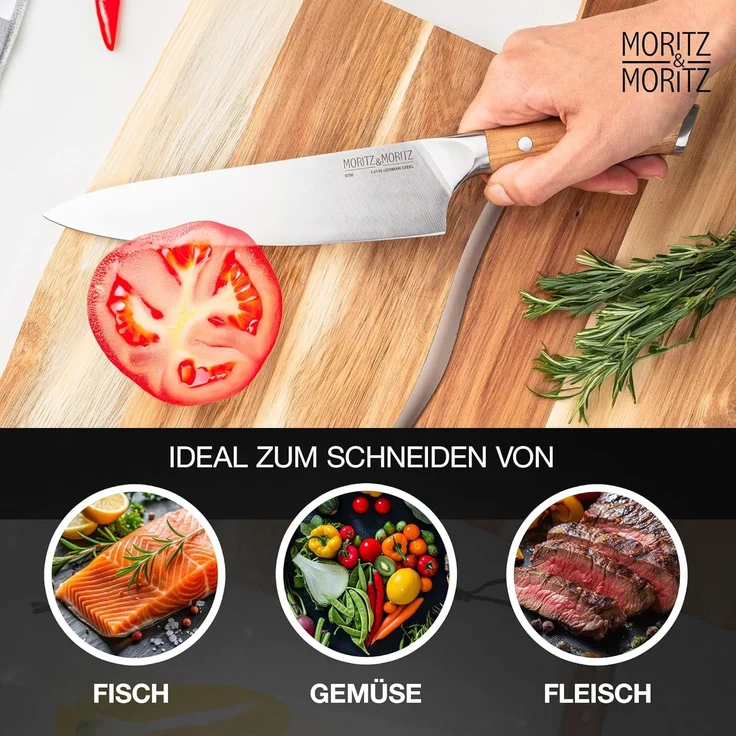 Moritz & Moritz Fleischmesser Kochmesser 20cm - Profi Küchenmesser, ergonomischer Griff – Bild 4