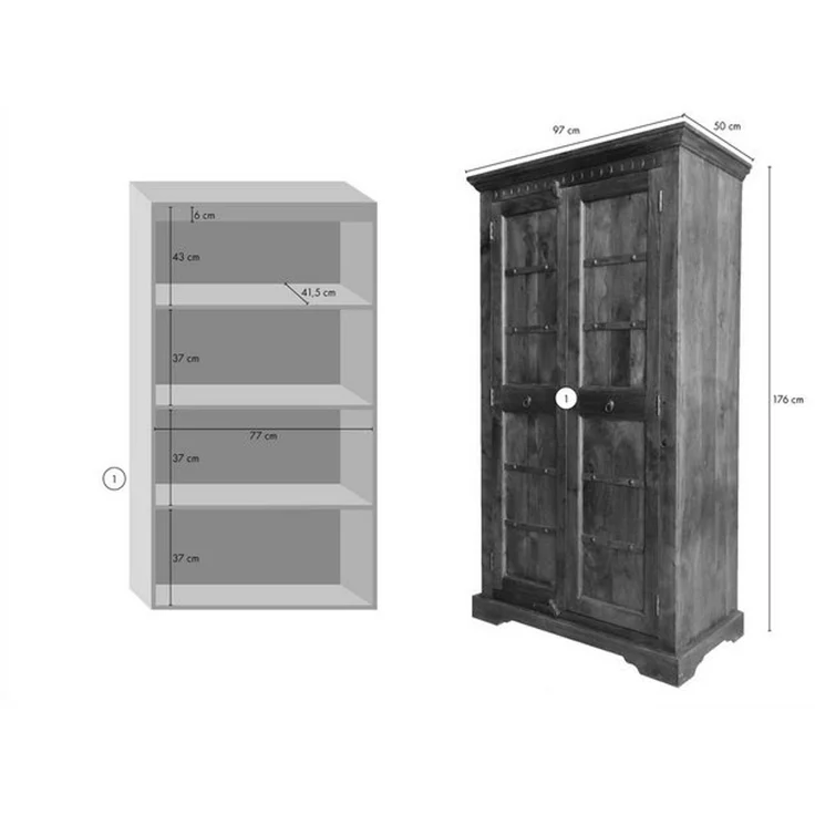Schrank Akazie 97x50x176 honig lackiert OXFORD #0401 – Bild 2