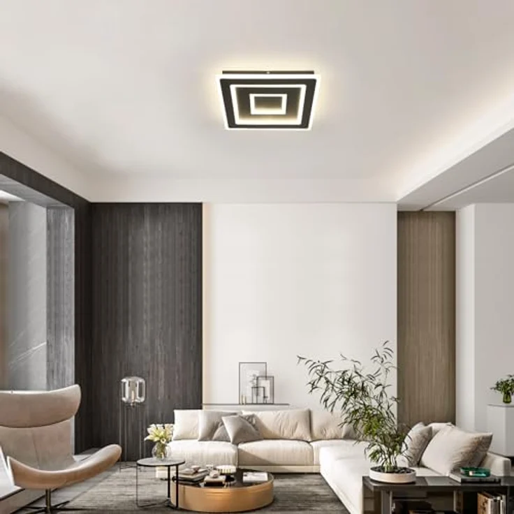 Comely LED Deckenleuchte Schwarz Quadratisch for Wohnzimmer, 52W 5850LM 40cm Moderne Deckenlampe Deckenbeleuchtung Lampen für Schlafzimmer, Wohnzimmer, Natürliches Licht 4500K, 40cm – Bild 10